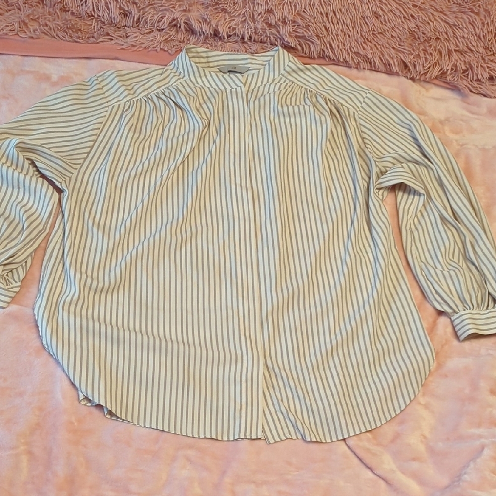 H&M Beige and White Striped Blouse